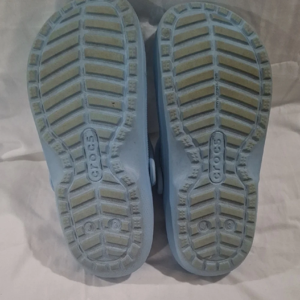 CROCS Kids Light Blue Fuzzy Lined Slippers